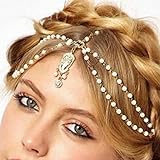 Runmi Headchain Bead - Accesorio para bodas para el cabello para mujeres y...